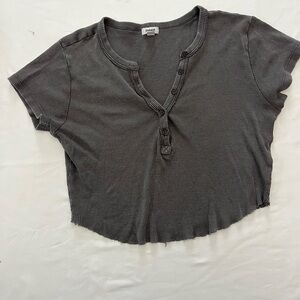Garage Gray Ribbed Crop Top